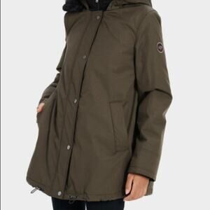 UGG Coat Women's Olive‎ Bernice Parka Hooded Faux Fur Sz S